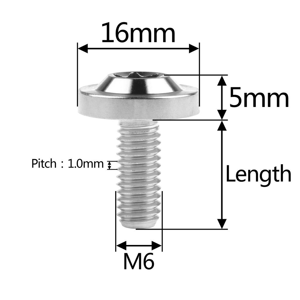 Bu lông titan WANYIFA m6x10-25mm od = 16 torx t30 đầu mận sử dụng cho chắn bùn/ tấm chắn/tấm chắn nhiệt