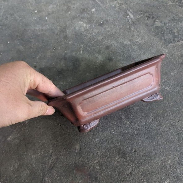 Chậu bonsai mini để bàn dáng chữ nhật vát góc men đất nung cực đẹp kích thước 19x14cm  cao 6cm