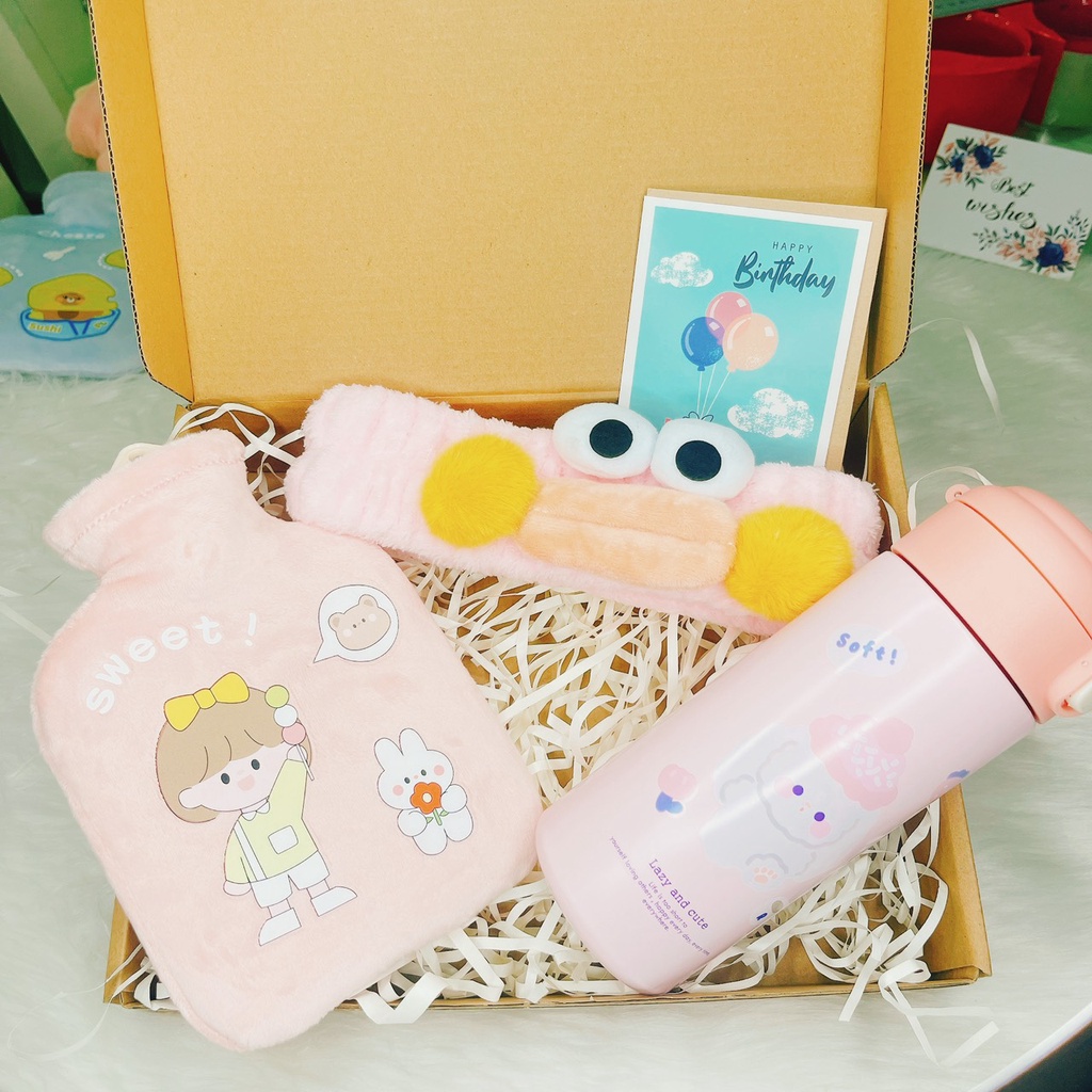 Set quà tặng 8 tháng 3, sinh nhật, combo quà tặng màu hồng chủ đạo dễ thương - Gift of love