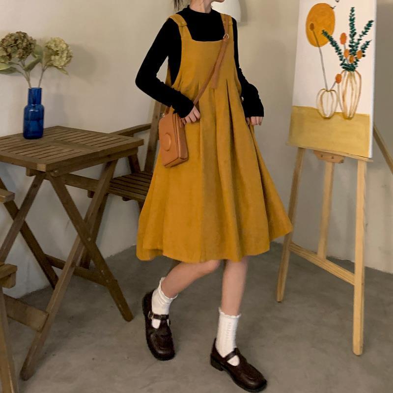 Bộ Đầm Hai Dây Dáng Rộng Phong Cách Preppy Dễ Thương Thời Trang Xuân Thu Cho Học Sinh