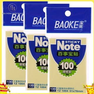 100 tờ Giấy nhớ vàng Baoke/Hải Hà SN102 3x2,giấy note ghi chú dính chắc TZ 1004