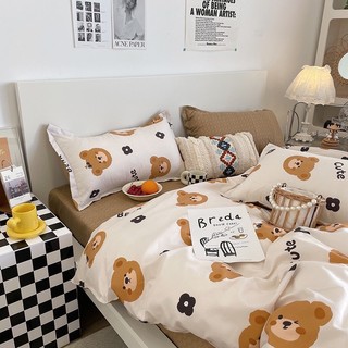 Set chăn ga 4 món cotton poly gấu nâu
