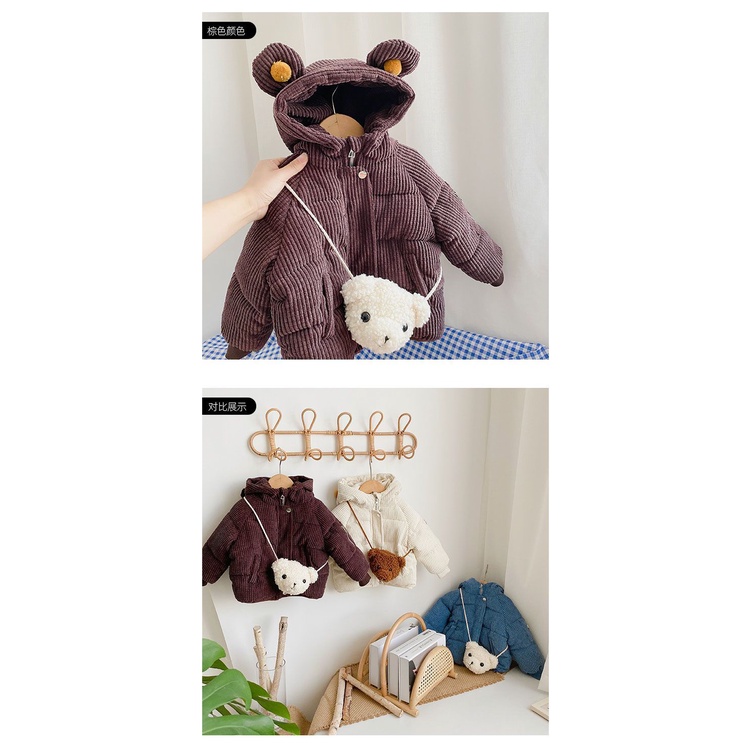 Áo Khoác Đệm Cotton Lót Nhung Dày Dặn Phong Cách Hàn Quốc Thời Trang 2022 Mới Cho Bé Trai Và Bé Gái