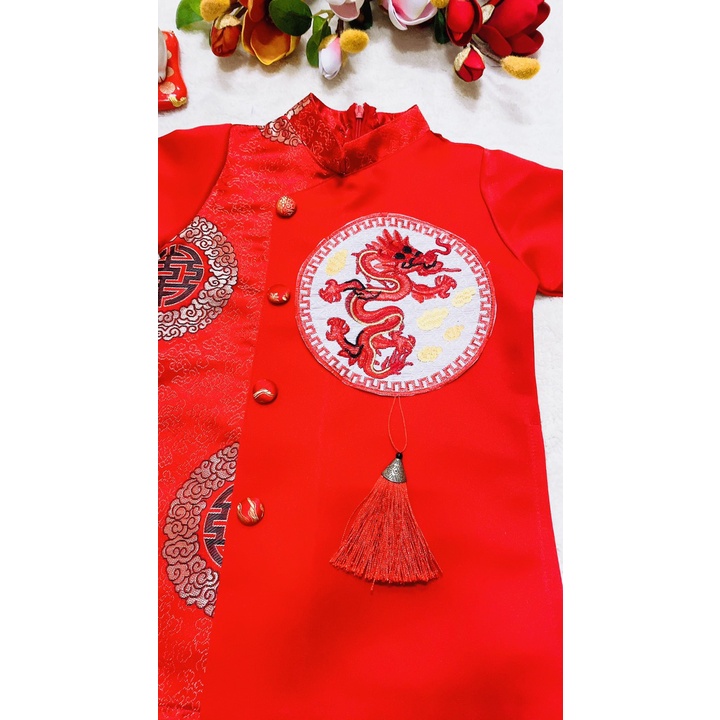 Áo Dài Bé Trai #Bộ Áo Dài Gấm Mẫu Long Cho Bé # Thời Trang Trẻ Em