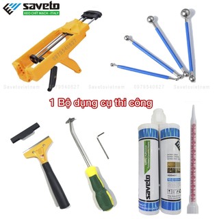 Combo 2 chai keo chà ron Saveto và bộ dụng cụ thi công keo chít mạch