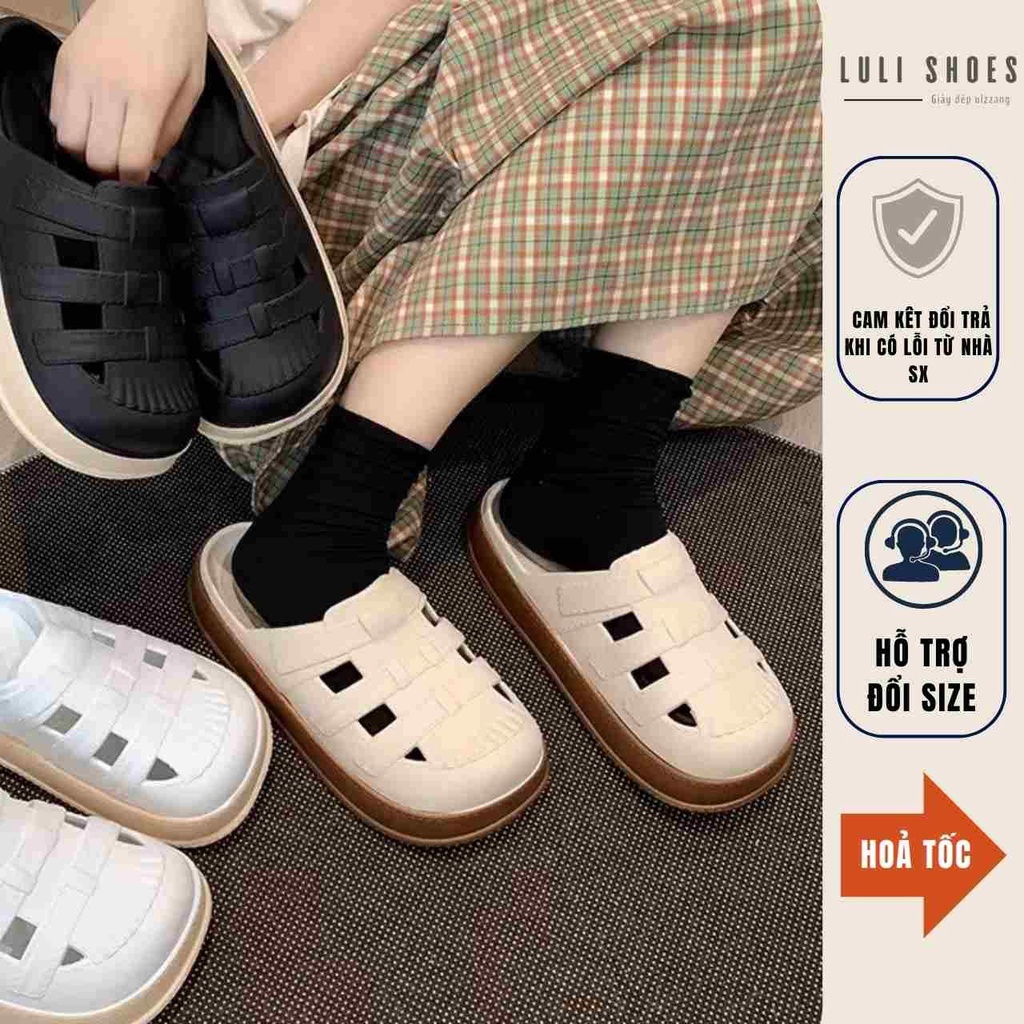 Dép Sục rọ crocs Rọ Đế Bánh Mì Êm Chân Style Vintage đi chơi siêu xinh giá rẻ