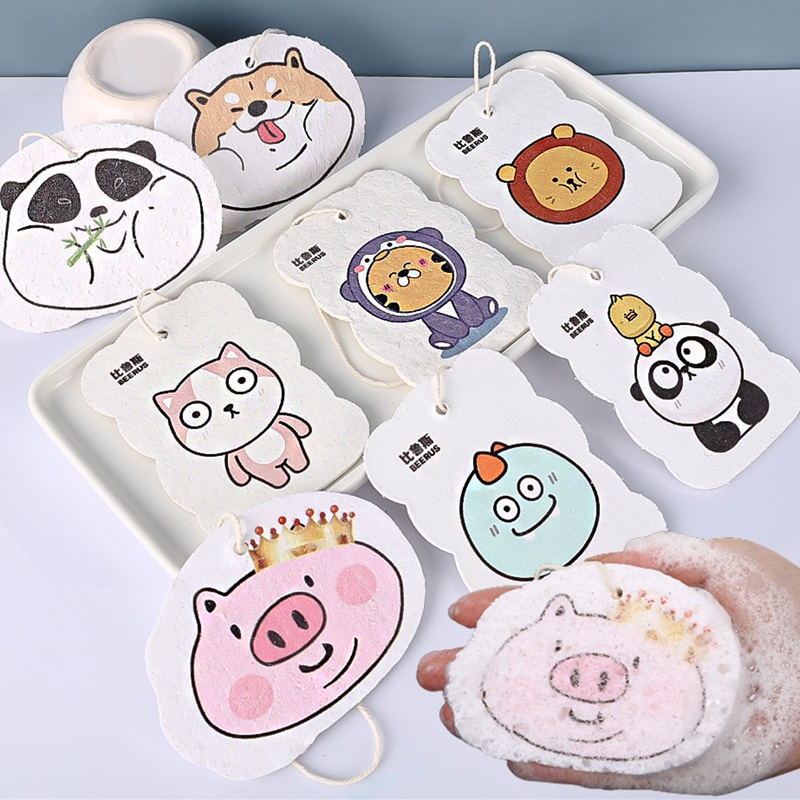 Miếng Mút Rửa Chén Dạng Nén Họa Tiết Hoạt Hình Tiện Dụng Cho Nhà Bếp