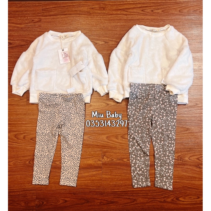 Set bộ áo lông phối quần legging 4 màu bé gái du xịn