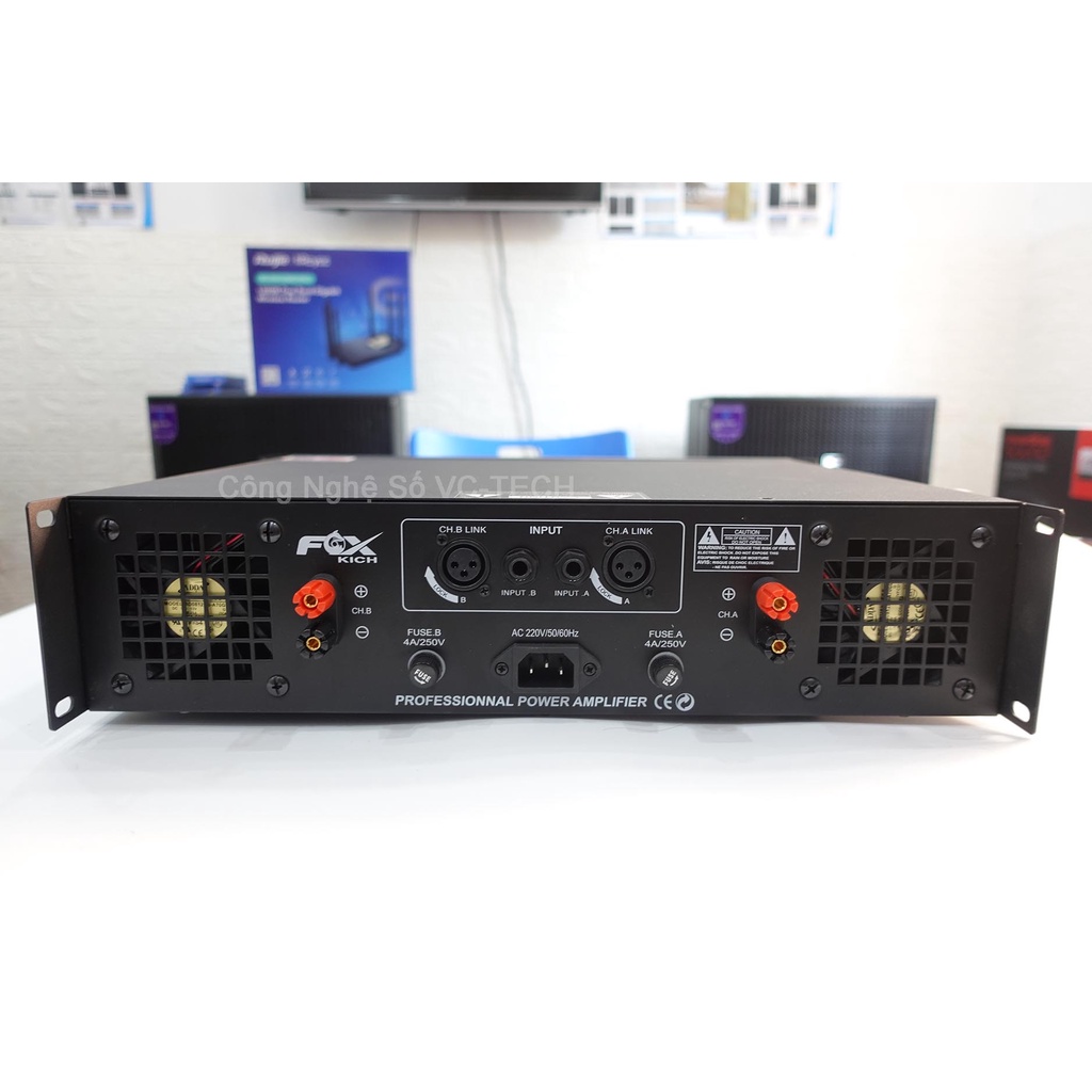 Bộ Đẩy Công Suất 2 Kênh 16 Sò FOX KICH FX30 Hàng Chính Hãng cục đẩy công suất chuyên sâu karaoke đẩy công suất âm thanh