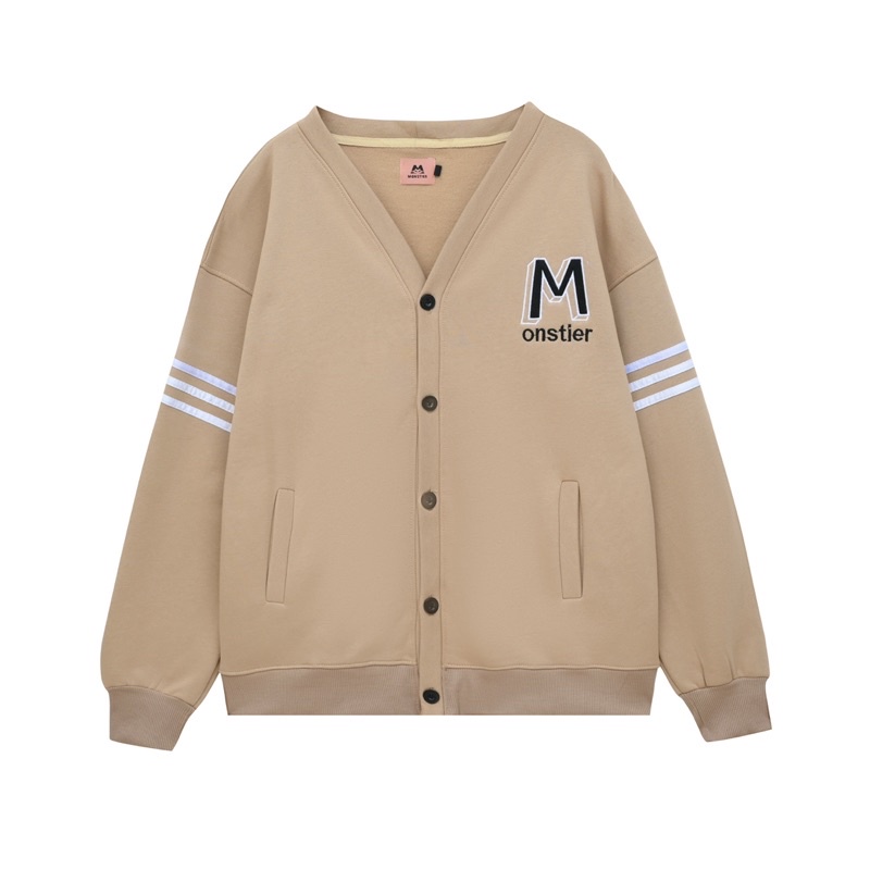 Áo Khoác Cardigan Thêu Chữ M & Hình In Dễ Thương Sau Áo - Monstier Oldschool Oversized Cardigan