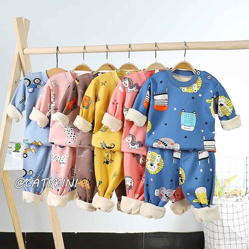 CATIMINI Bộ Đồ Lót Giữ Nhiệt Vải Lông Cừu Dày Dành Cho Trẻ Em