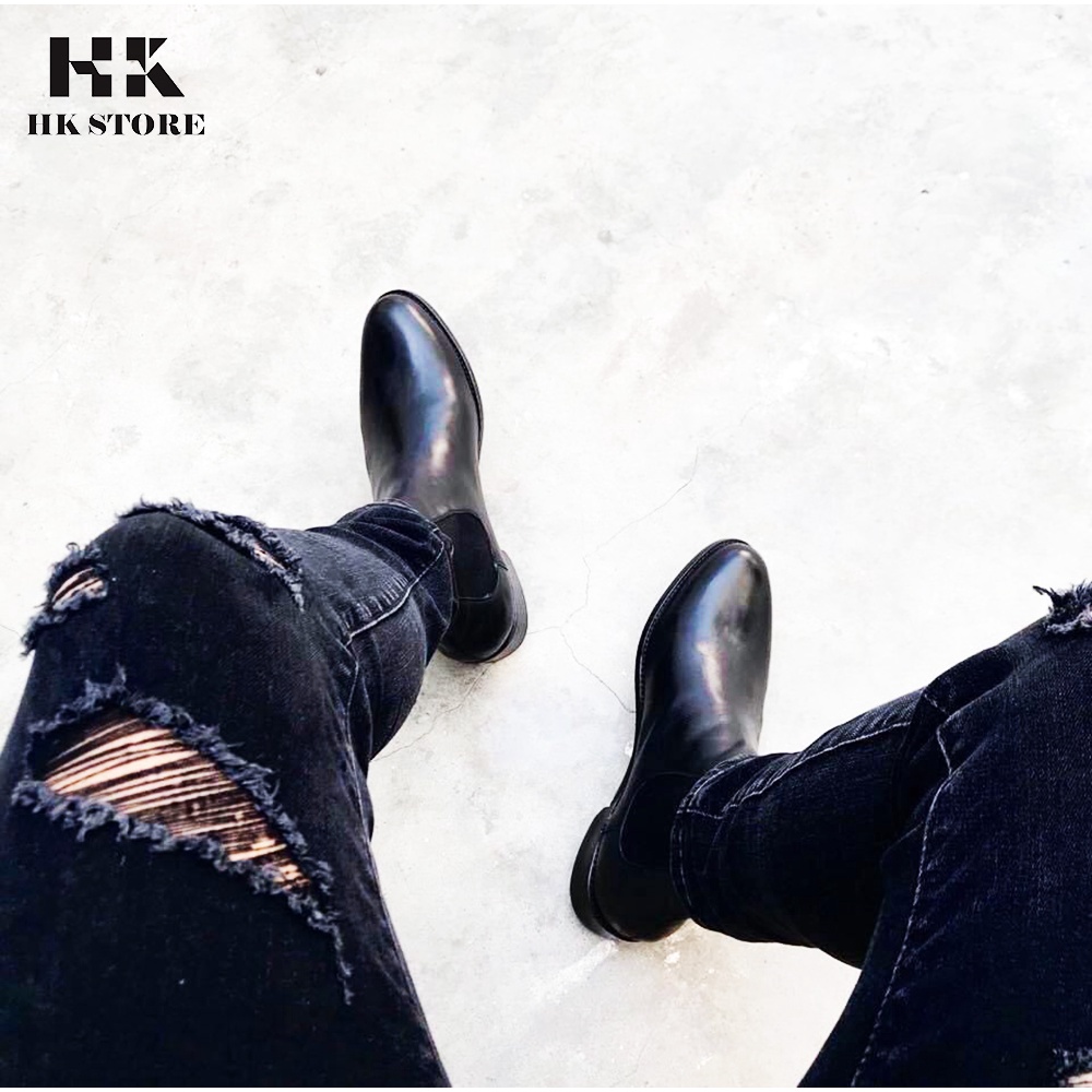 GIÀY CHELSEA BOOTS DA BÒ XỊN - BẢO HÀNH 12 THÁNG  Hàng chính hãng HK.STORE -da thật 100% cực êm chân