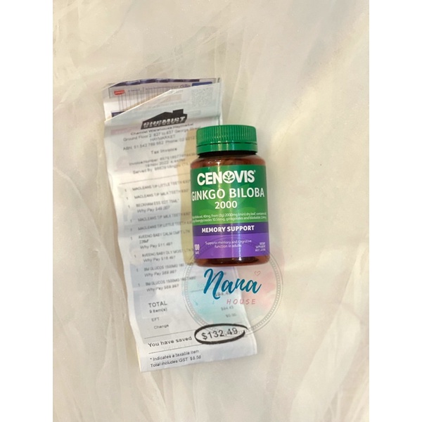 Viên Bổ Não, Tăng Cường Trí Nhớ Cenovis Ginkgo Biloba 2000 hộp 100 viên - bill hàng air chuẩn ✈️ từ Úc về