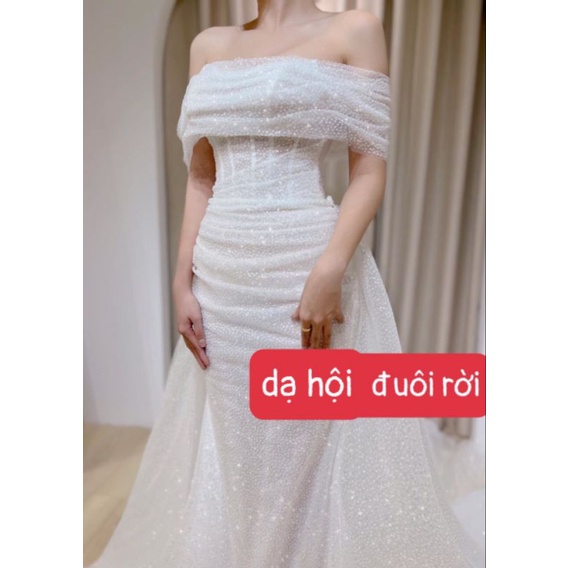 váy dạ hội đuôi rời kim sa siêu đẹp
