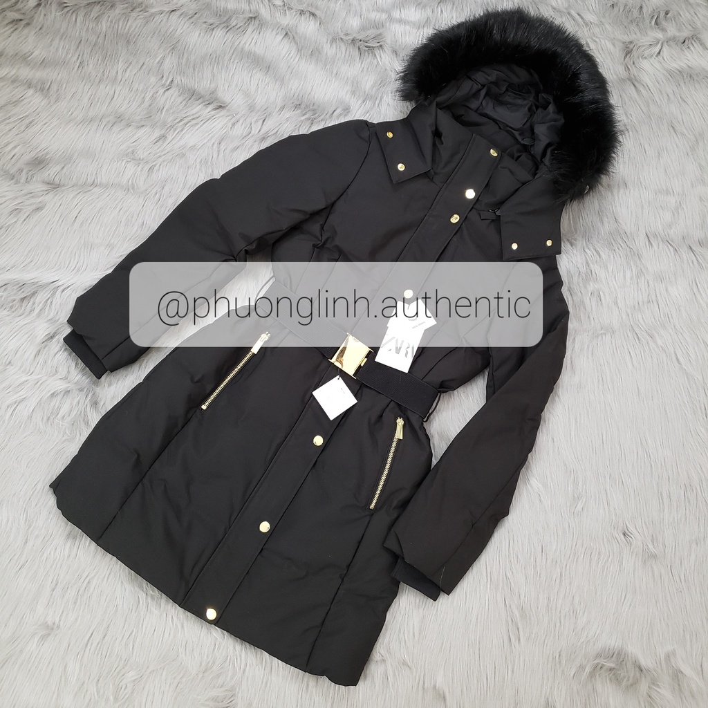 Áo Khoác lông vũ dáng dài chống nước, đai eo điều chỉnh Zara Auth New Tag có sẵn 8073/226 8073226