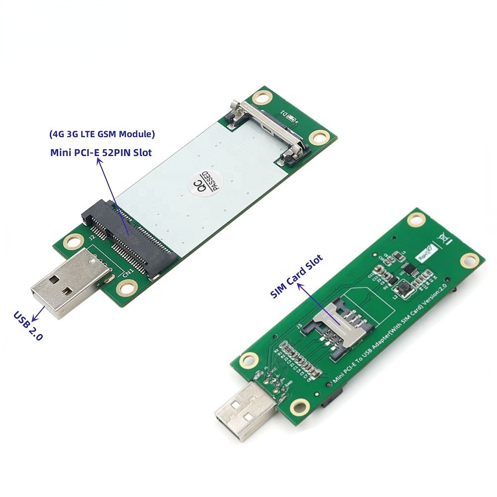 Bộ chuyển đổi không dây đầu nối Mini PCI-E 52Pin sang USB cho Modem mô-đun GSM 3G 4G LTE
