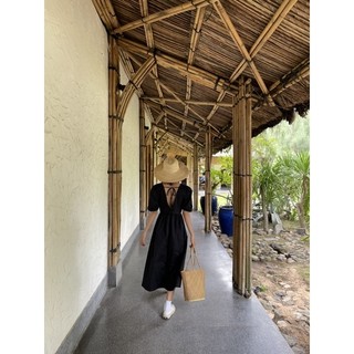 Đầm tay phồng cổ xẻ V