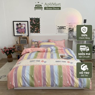 Bộ Chăn Ga Giường Cotton Poly Mẫu Mới 2022 Aplimart Home Decor , Vỏ Chăn Mền, Drap Nệm Và 2 Vỏ Gối Nằm