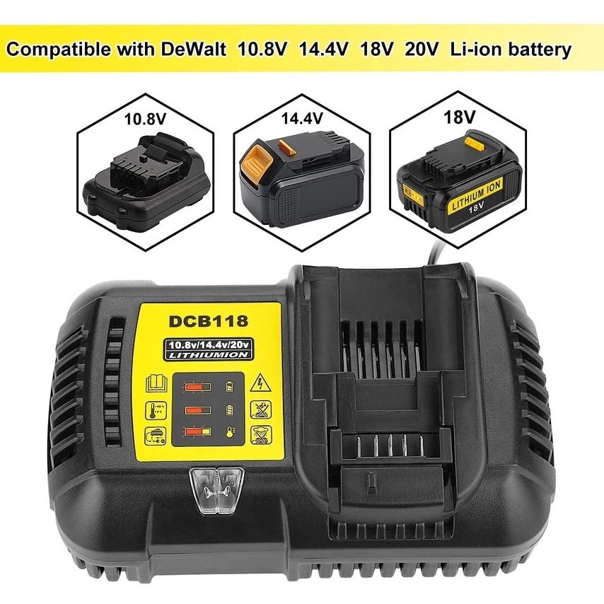 Bộ sạc pin DCB118 DCB112 cho pin lithium Dewalt 10.8V 12V 14.4V 18V 20V