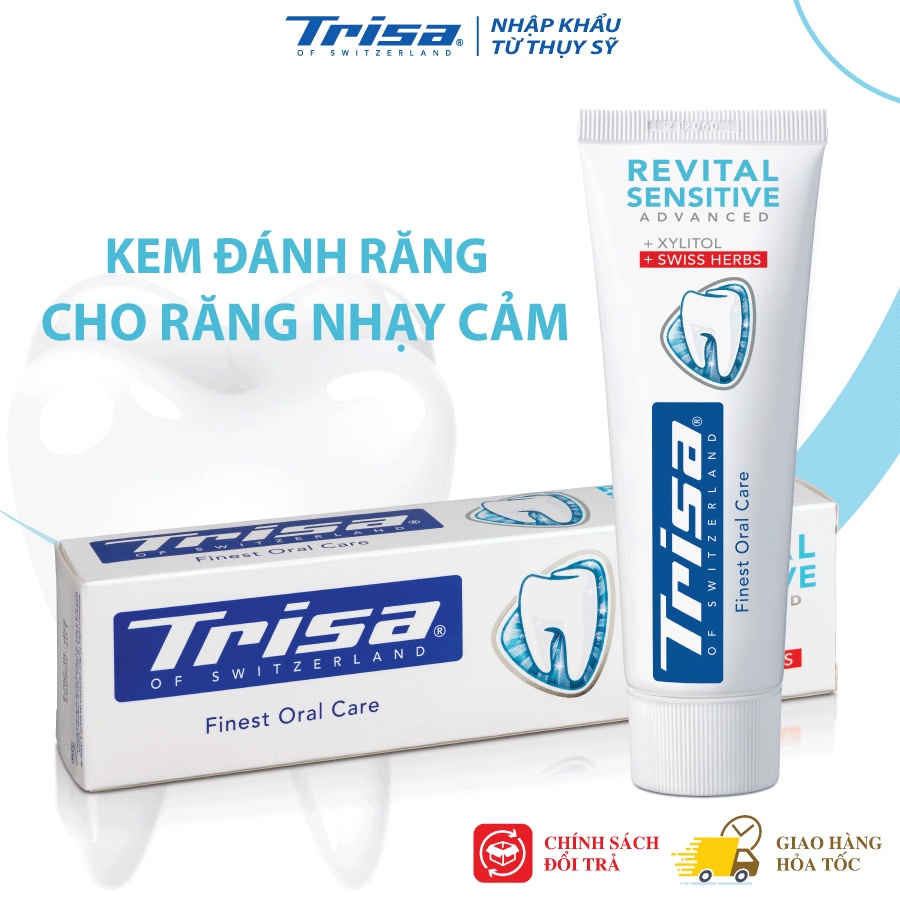 COMBO Kem Đánh Răng 75ml + Dụng Cụ Cạo Lưỡi Trisa Double Action