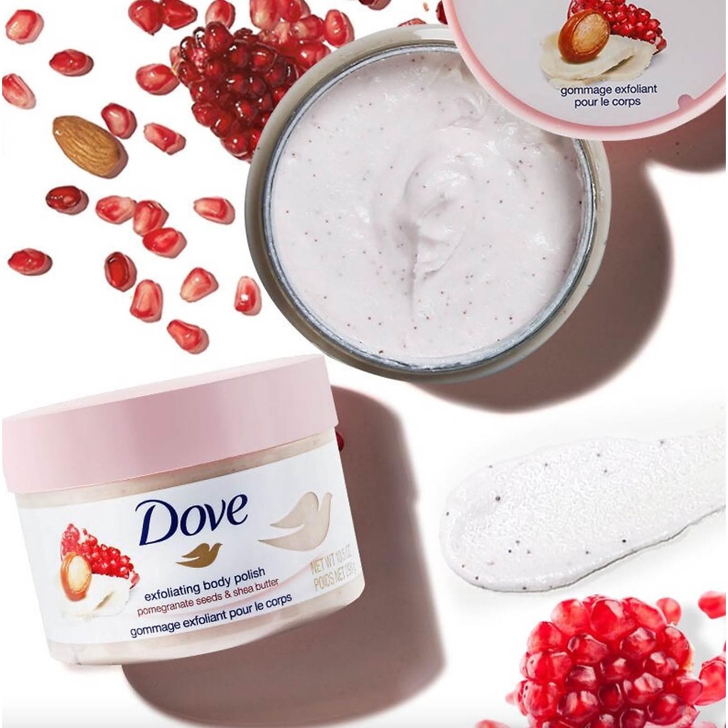 [Bản Đức] Tẩy Da, Tẩy Tế Bào Chết Body Dove Exfoliating Body Polish Chăm Sóc Da Dưỡng Trắng Cấp Ẩm Maca, Lựu Đỏ 225g | BigBuy360 - bigbuy360.vn