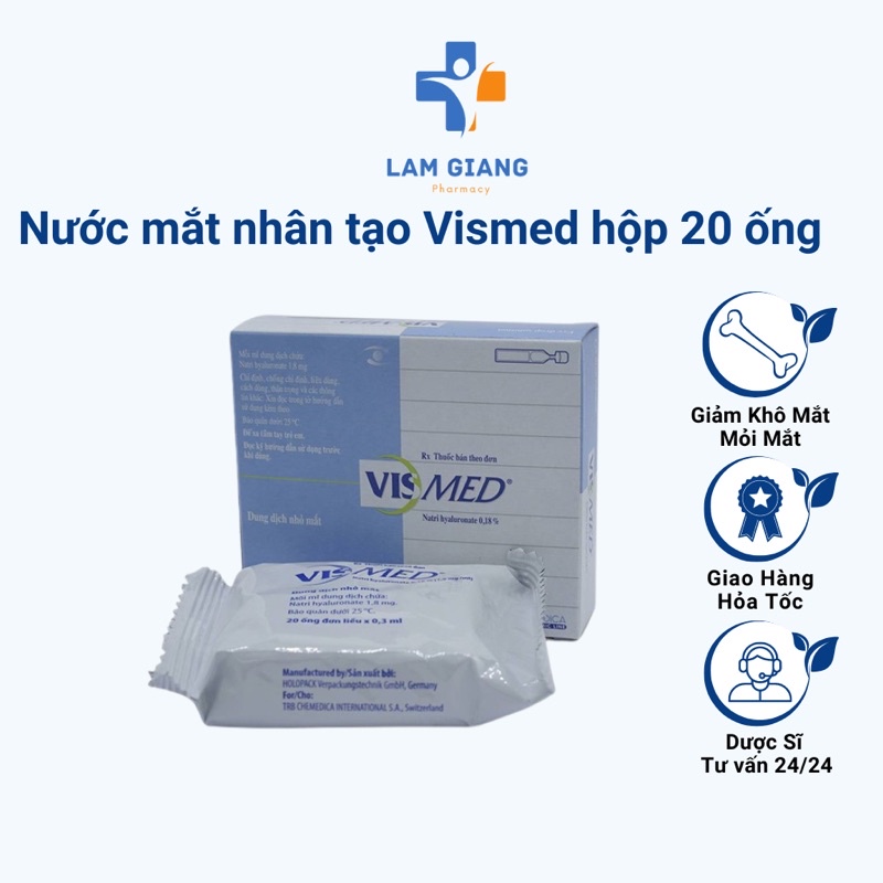 nước mắt nhân tạo vismed - giảm khô mắt,mỏi mắt mờ mắt