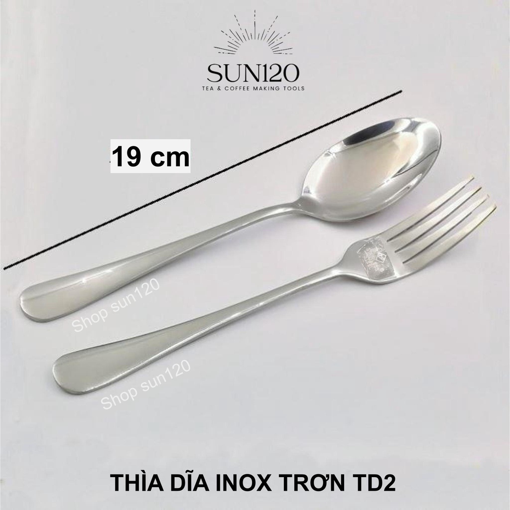 Thìa dĩa inox bít tết cán dài dày vừa TD2 bộ muỗng nĩa inox cao cấp sáng bóng hàng Việt Nam