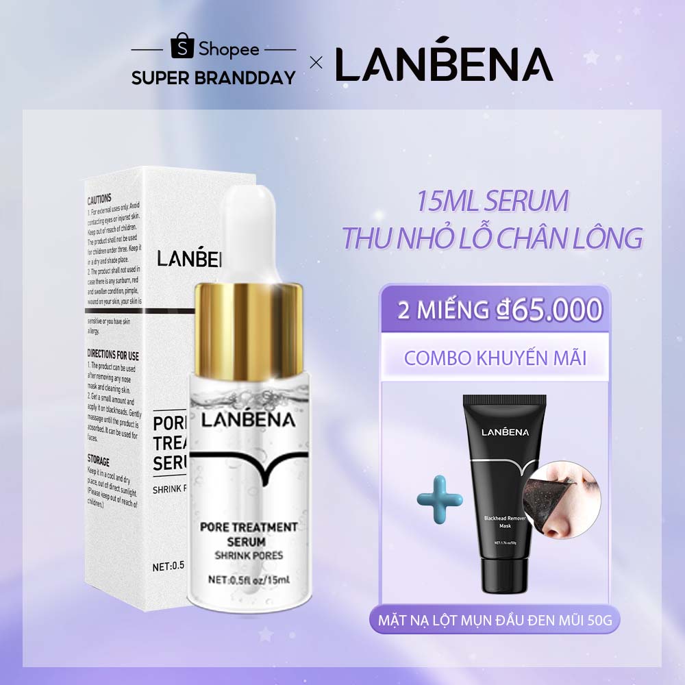 Tinh chất Lanbena Thu nhỏ lỗ chân lông hỗ trợ giảm mụn đầu đen và Serum dưỡng da 15ml