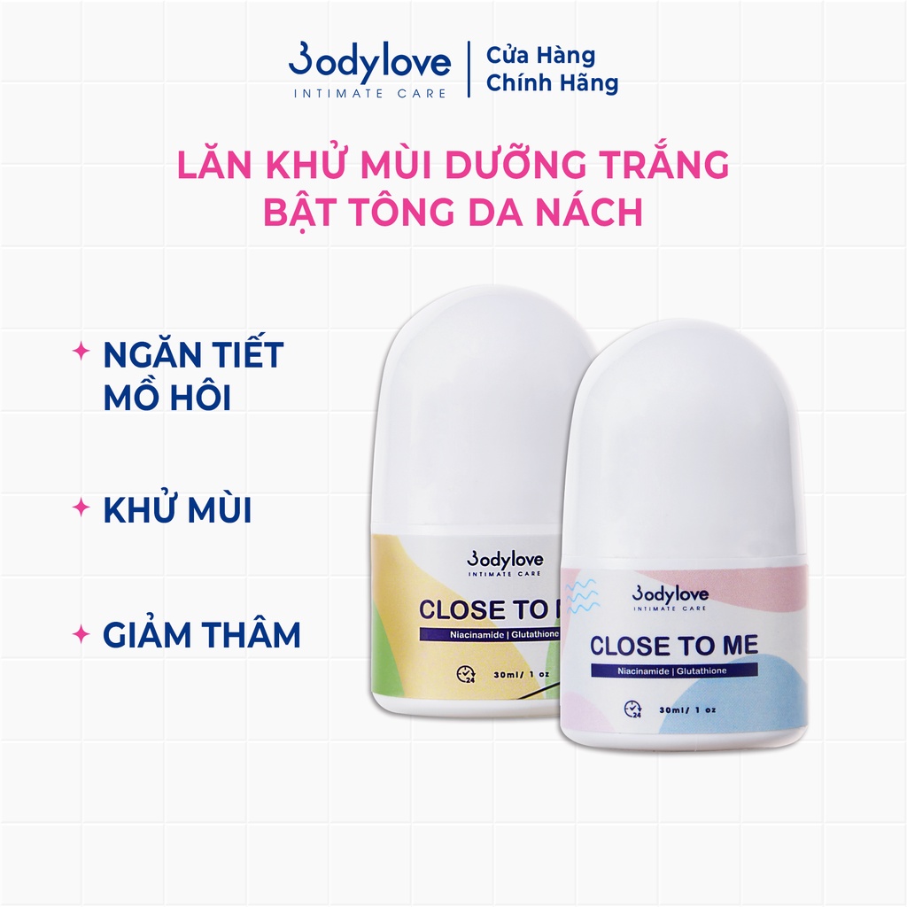 Lăn khử mùi nách Close To Me ngăn tiết mồ hôi, dưỡng trắng da nách 30ml