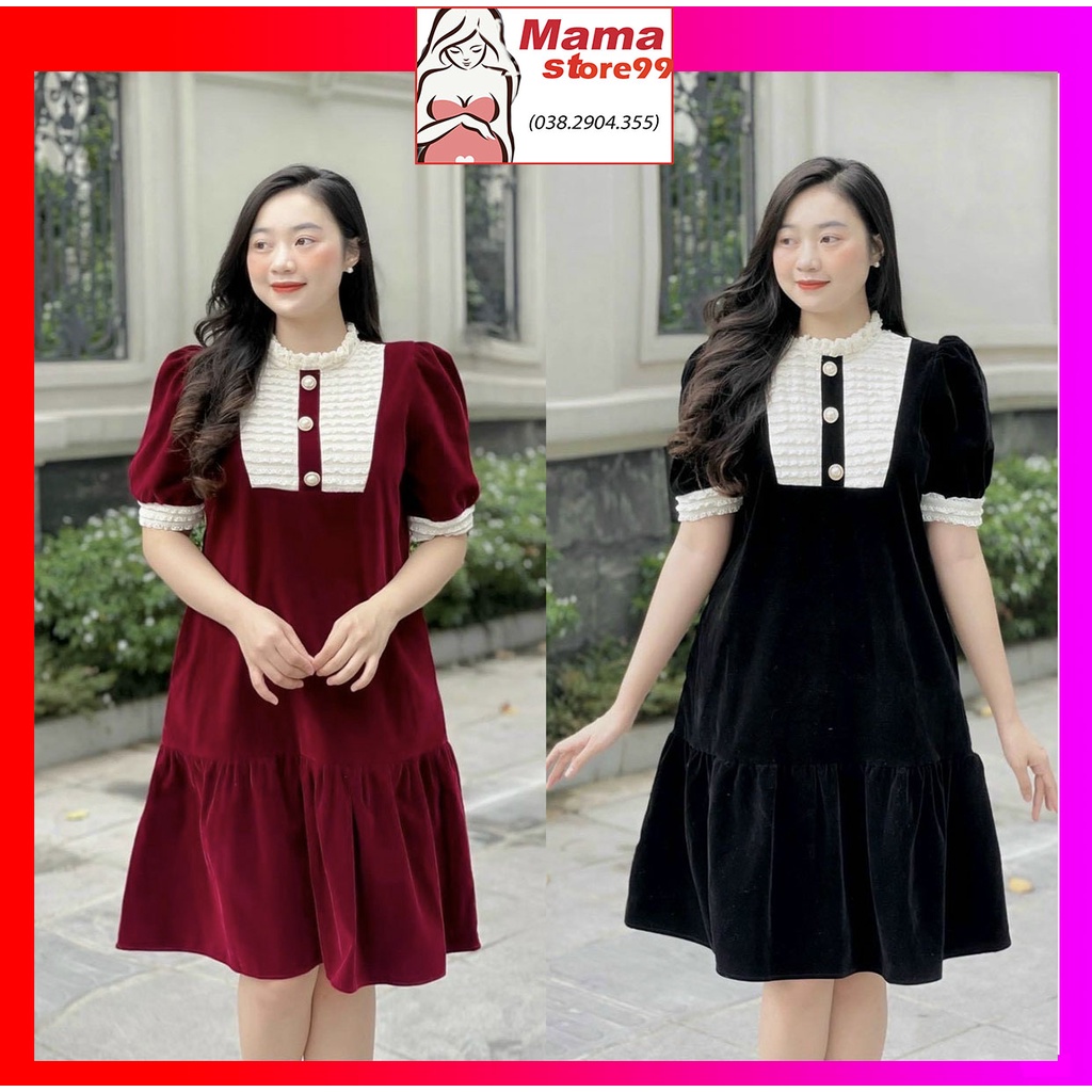 Váy Bầu Đầm Bầu Công Sở Thiết Kế Thu Đông Dáng Suông Đuôi Cá Chất Nhung Dày, Mềm Ấm HN318 Mama Store99