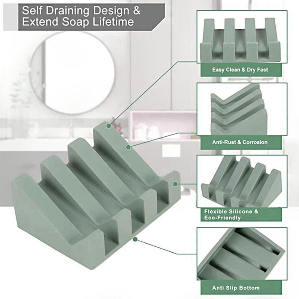 1 Giá Đỡ Xà Phòng Bằng Silicon Màu Trơn Linh Hoạt Tiện Dụng