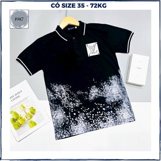 Áo polo nam tay ngắn vải cotton in hình UI form ôm body, áo thun nam cổ trụ kiểu dáng basic