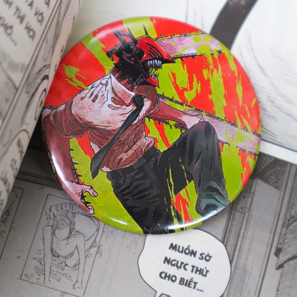 Huy Hiệu Cài Áo Anime - Chainsaw Man (CV) - Ghim Cài Áo, Badge Phụ Kiện Manga Hình Người Cưa