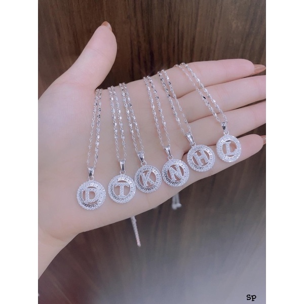 Dây chuyền nữ bạc Bibi silver mặt chữ cái đính đá sang chảnh