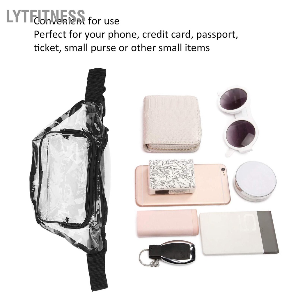 LYTFitness Trong suốt Fanny Pack PVC chống nước Túi có dây kéo đa năng cho du lịch