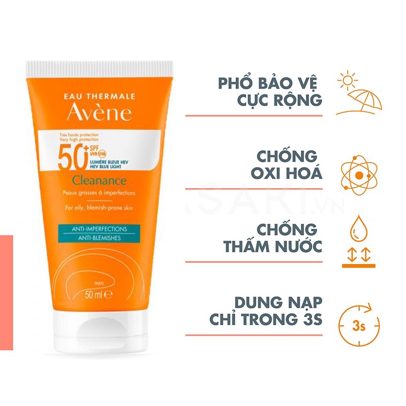 Kem Chống Nắng Avène Fluid SPF50+ Cho Da Thường, Hỗn Hợp, Nhạy Cảm Pháp Tuýp 50ml