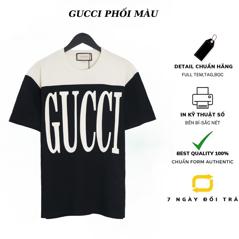 Áo Gucci phối màu nam nữ cao cấp Áo thun Gucci phối màu chuẩn siêu cấp