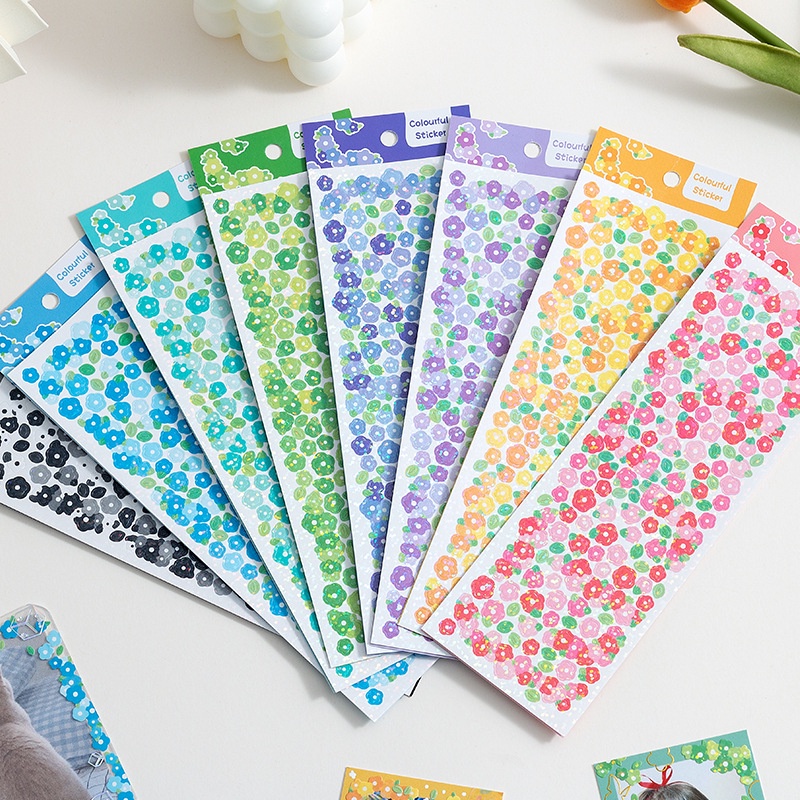 Zanmo tấm hình dán sticker hoa nhỏ kim tuyến dễ thương decor toploader