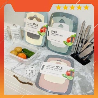 Bộ 3 thớt nhựa kháng khuẩn, chống trơn trượt, có 3 kích thước khác nhau -r&h -simple home