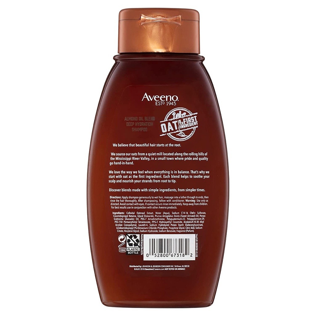 Dầu gội xả Aveeno Almond Oil Blend dưỡng ẩm sâu cho tóc dày, xoăn, xoăn hoặc thô, không chứa paraben, không chứa sulfat