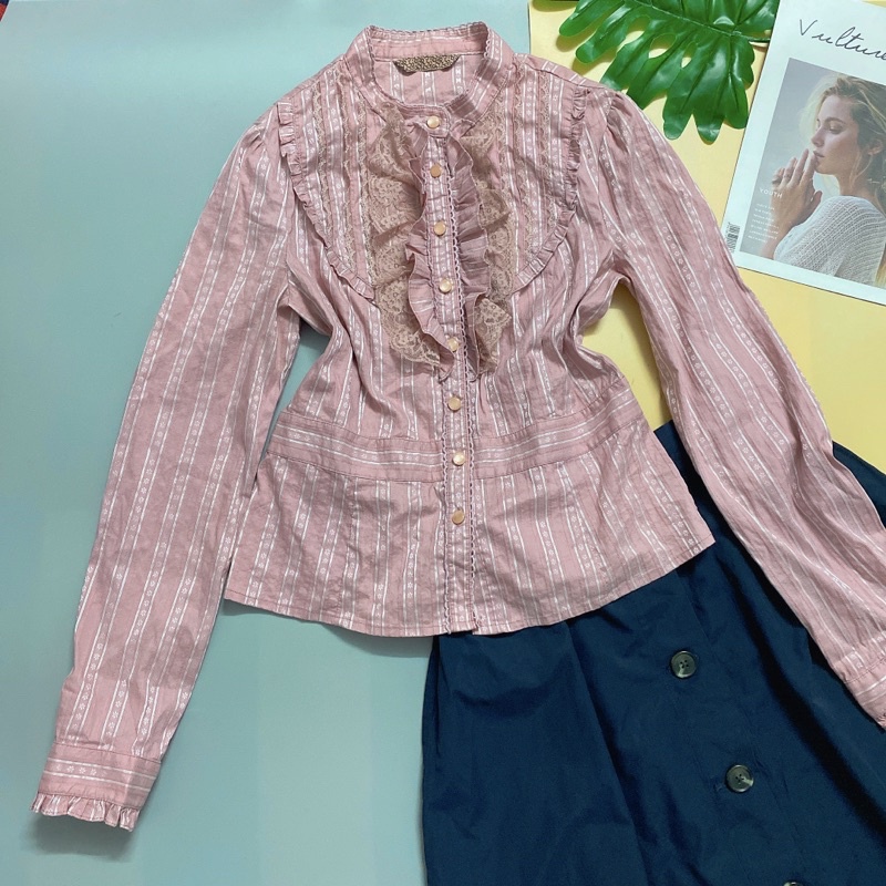 SET ÁO VINTAGE TIỂU THƯ PHỐI CHÂN VÁY NHẬT HIỆU GU 2HAND