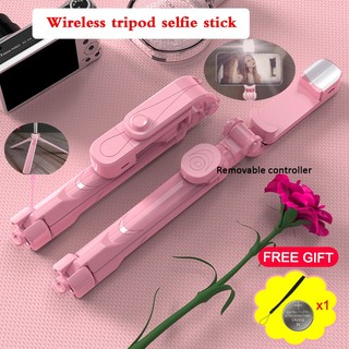 Gậy selfie bluetooth không dây 360 độ có đèn sạc được cho du lịch