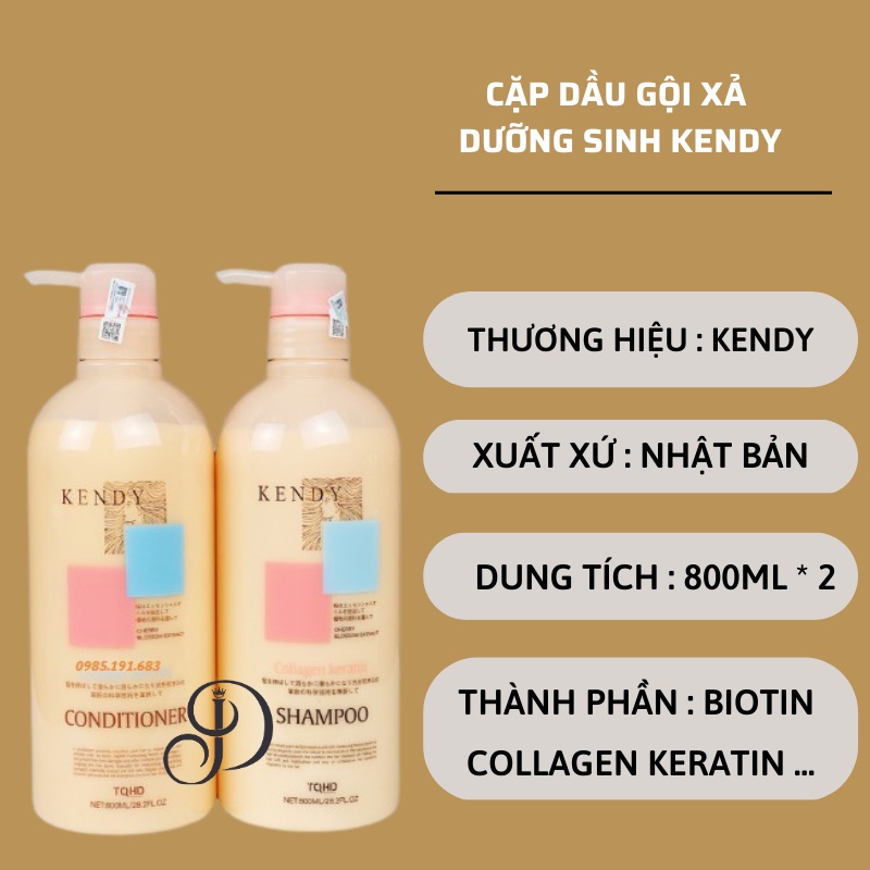 Dầu Gội Xả Collagen KENDY 800ml * 2 Cao Cấp Mềm Mượt Giúp Tóc Chắc Khoẻ Bóng Mượt Hương Nước Hoa | Calla Official