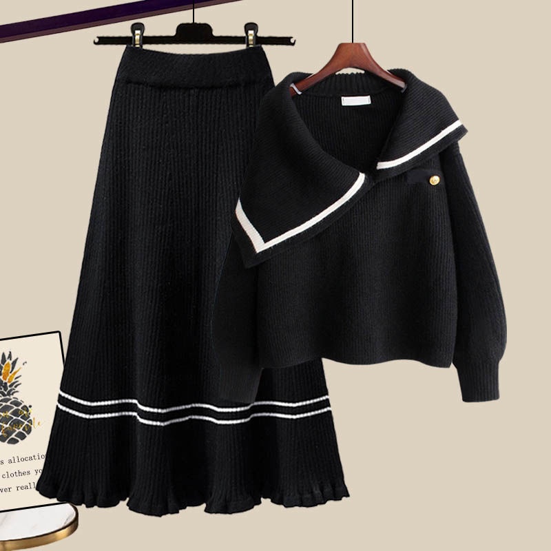 Bộ Áo Sweater Giả Hai Mảnh Phối Chân Váy Dệt Kim Thời Trang Mùa Thu Hàn Quốc Hàng Mới 2022 Dành Cho Bạn Nữ
