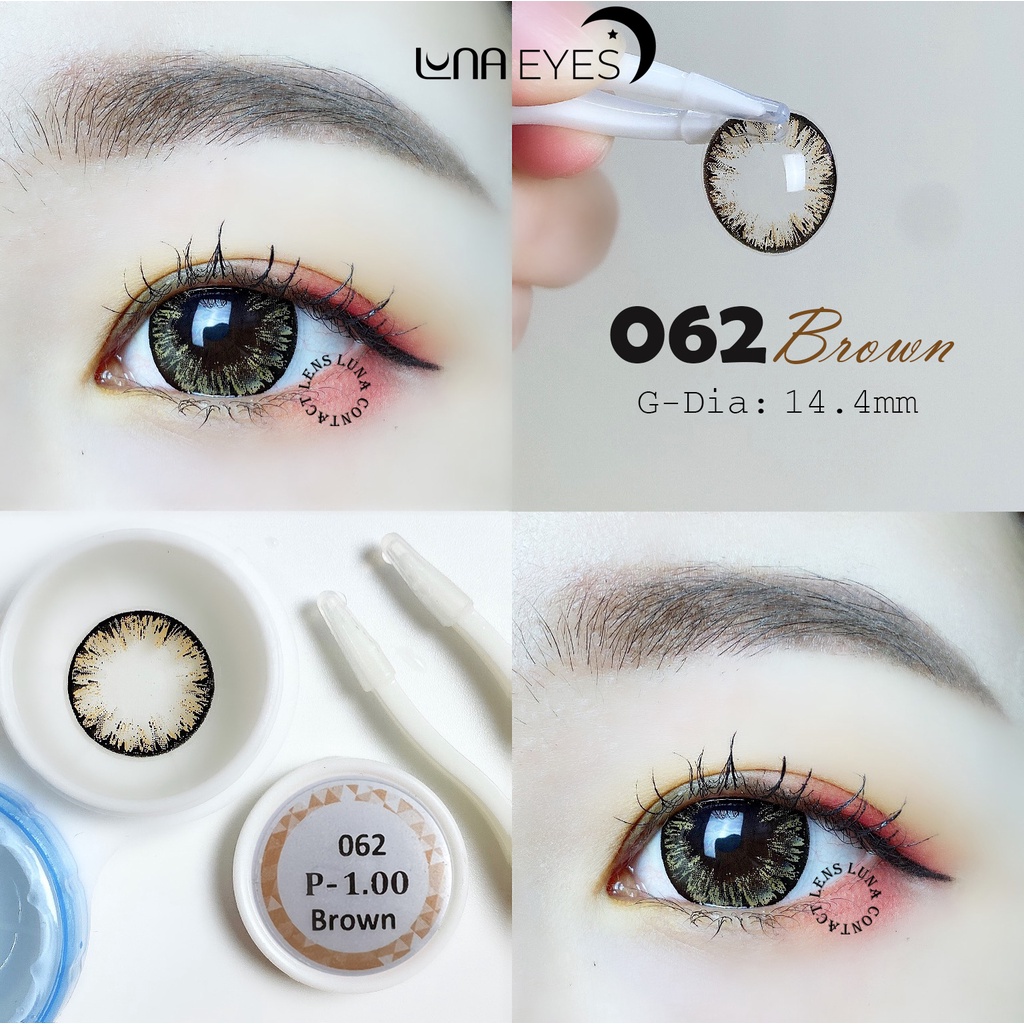 [1 year] Kính áp tròng LUNA EYES 062 BROWN - Lens size to