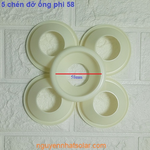 Combo 5 bộ ron gioăng trong + 5 ron gioăng ngoài + 5 chén đỡ ống phi 58 dùng cho máy nước nóng năng lượng mặt trời