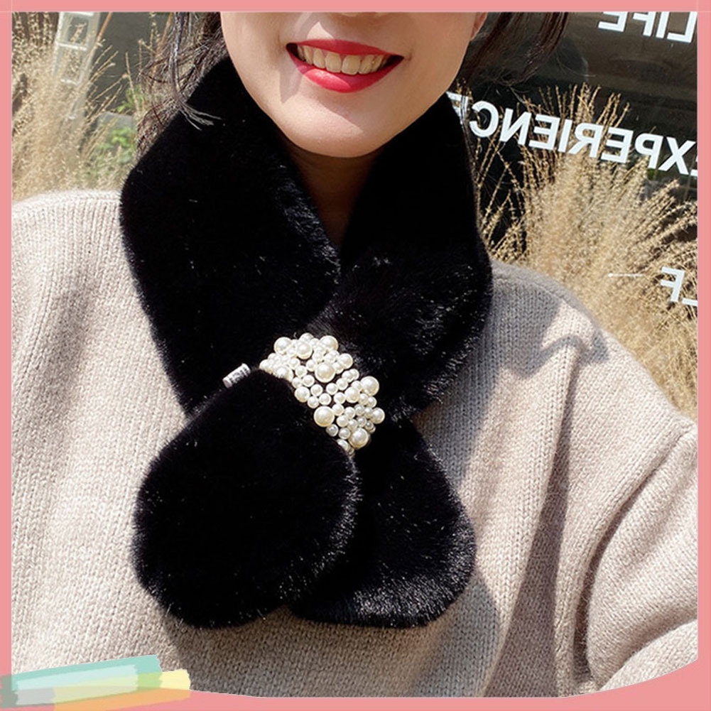 Khăn choàng cổ lông thỏ nhân tạo giữ ấm cho nữ kiểu dáng thời trang