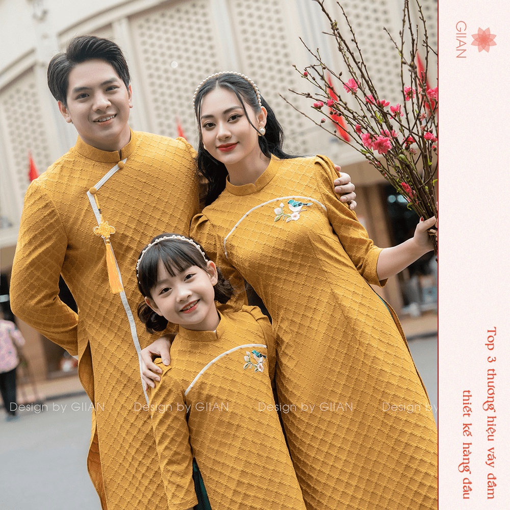 Áo dài cách tân gia đình tết 2023 thiết kế chính hãng Giian - GAD480