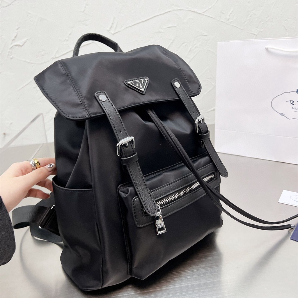 HKC2 PRADA 2022 new men's and women's nylon backpack simple drawstring large capacity travel bag backpack backpack