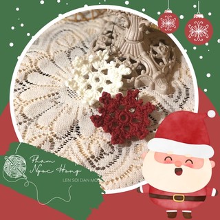 Móc treo bông tuyết noel, len móc thủ công